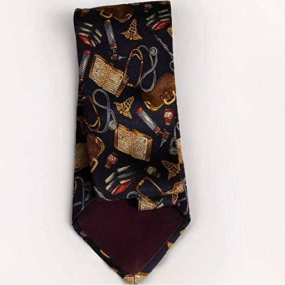 ALYNN Neckwear Mens Necktie 100% Silk Doctor Theme Tie Creative American Design - Picture 5 of 8